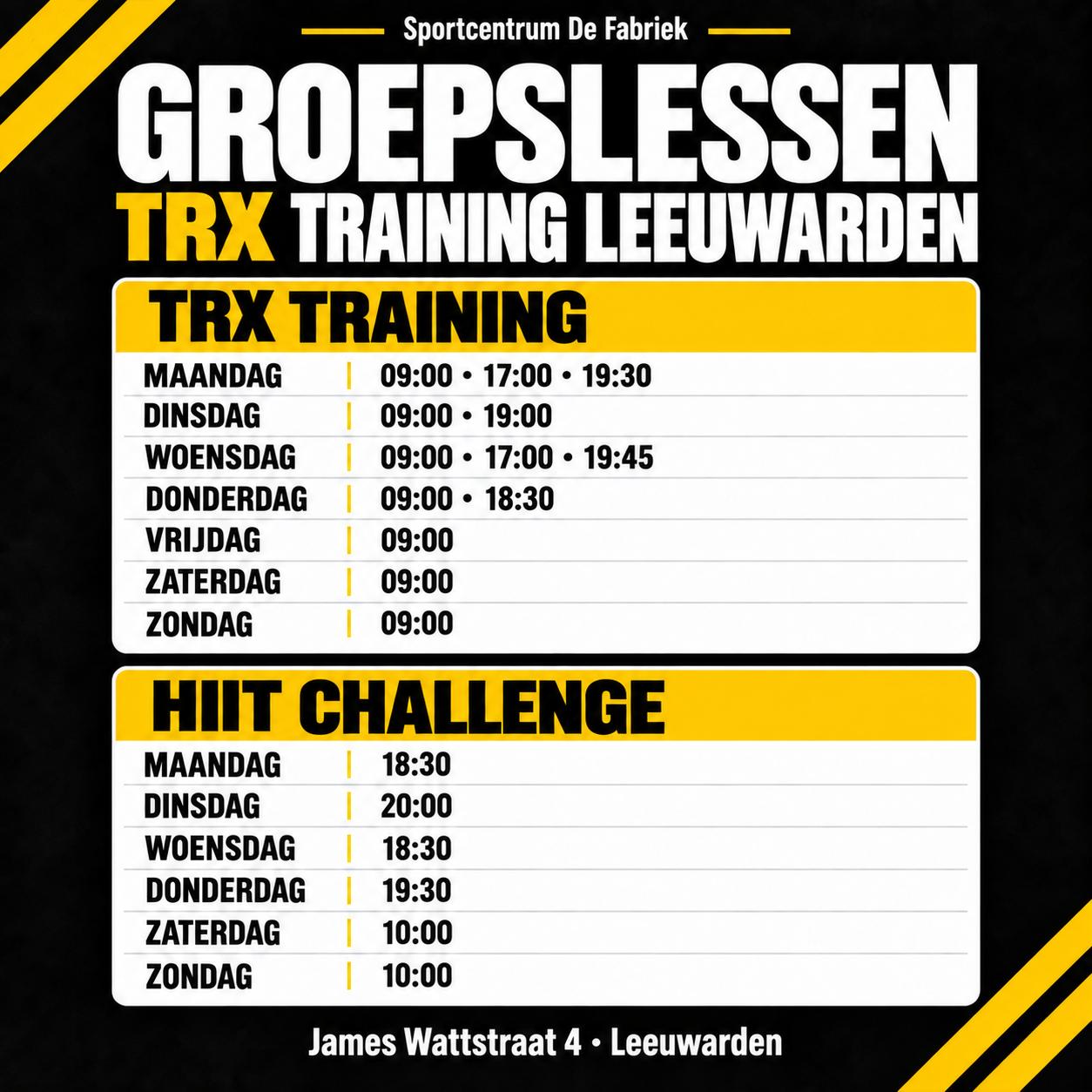 Groepslessenrooster