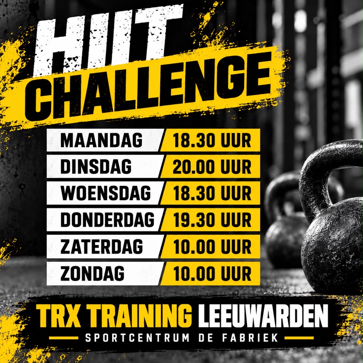 HIIT Challenge Trainingstijden